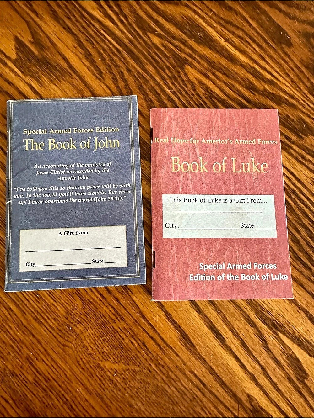 Special Armed Forces Edition The Book of John and Book of Luke Blue & Red